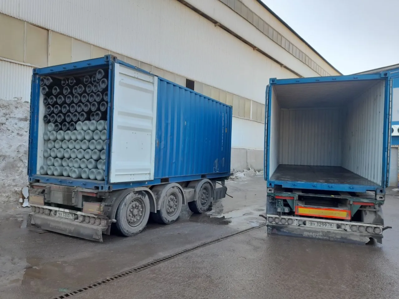 Полный контейнер газовых стальных новых баллонов 470 шт. под сжатые газы (O2, N2, Ar, He, CH4, Mix) 40 л 150 бар без вентиля ТР ТС 032 горловина E25